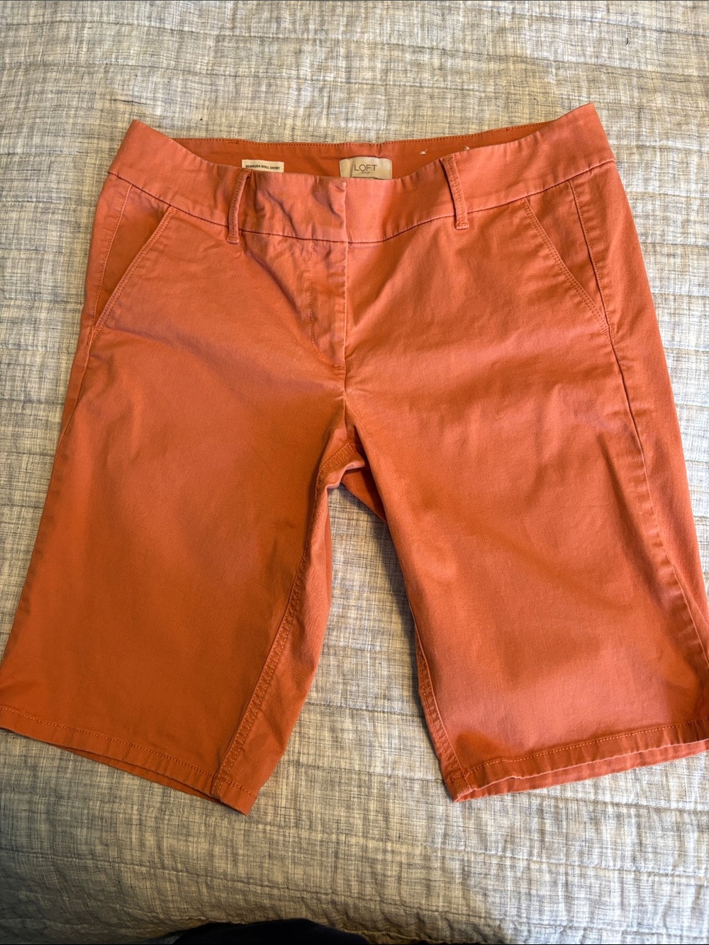 LOFT Orange Cotton Bermuda Shorts